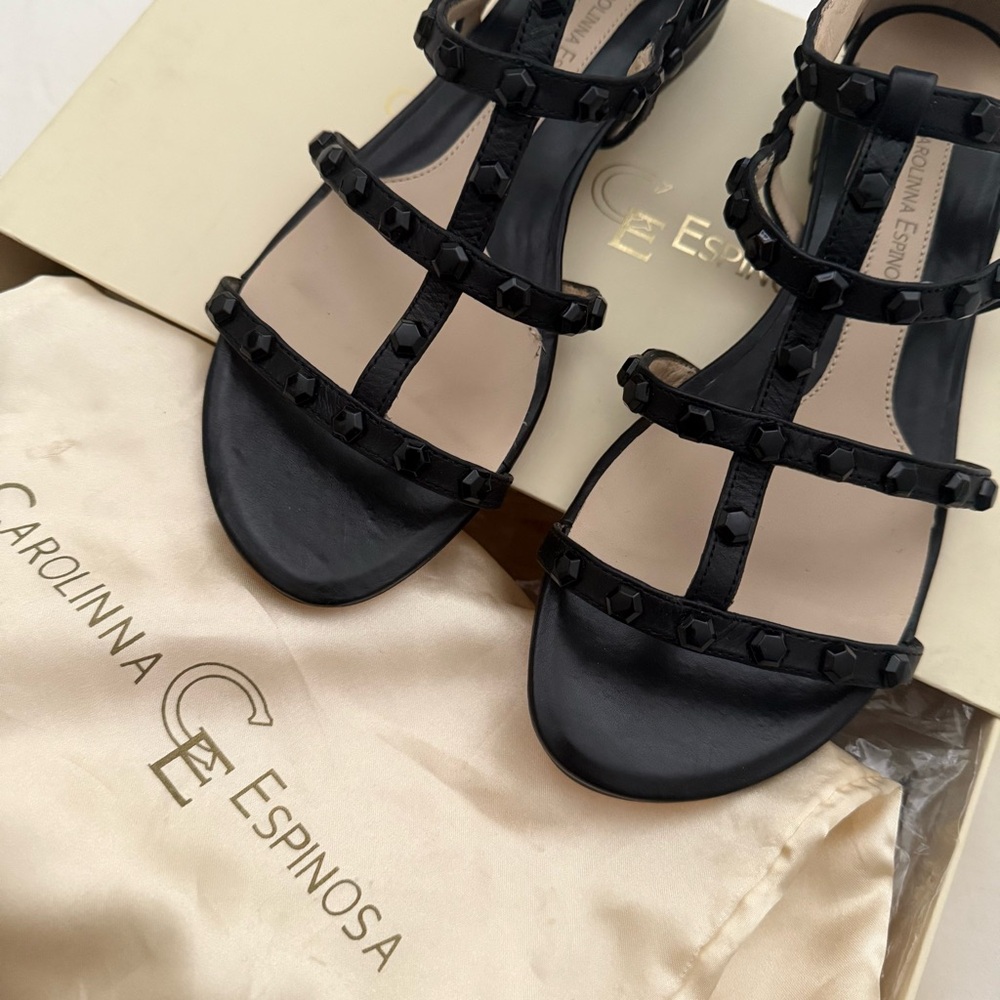 Black Studded Flat Sandal NEW (7.5)